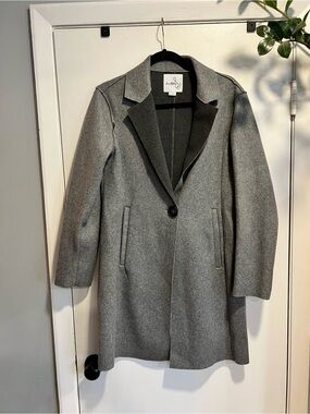 Sam Edelman Gray Wool-Blend Single-Button Peacoat
